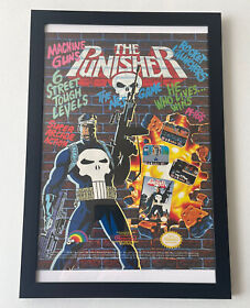 Vintage 1990 Punisher LJN Framed Original Ad Poster Nintendo NES 8x12