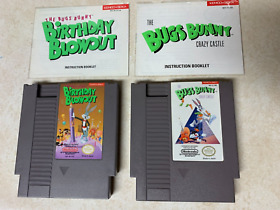 2  Lot authentic NES games Bugs Bunny crazy castle & birthday blowout & manuals