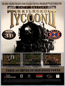 Railroad Tycoon II Sega Dreamcast Game Promo Sept, 2000 Full Page Print Ad