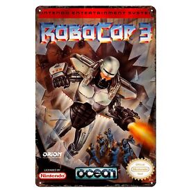Póster de metal retro para videojuegos Robocop 3 Nintendo Nes - 20x30 cm (8x12 pulgadas)