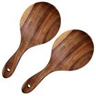 2 Pack Rice Paddle Spoon Natural Wood Non-stick Rice Scooper with Round Shall...