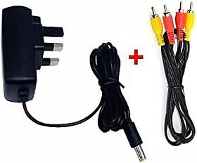 WICAREYO Power Supply Charger with AV Cable for NES , Power AC Adapter Charger 