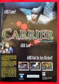 RARE! 1999 CARRIER Sega Dreamcast Video Game - Promo PRINT AD 8 x 11