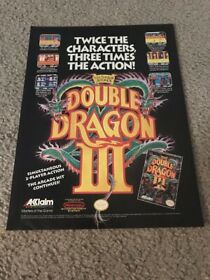 Vintage 1990 DOUBLE DRAGON III 3 NES NINTENDO Video Game Print Ad AKKLAIM