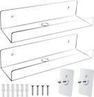 Mocoosy 2 Pack Clear Acrylic Floating Wall Shelf 10'', Invisible Wall Mounted