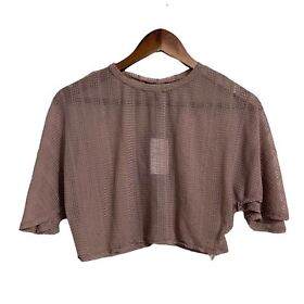NUON Women's NWT Mauve Pink Y2K Taurus Ruched Flutter Sleeve Sheer Crop Top XXS