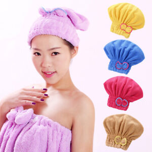 Quick Dry Hair Turban Hair Drying Towel Wrap Turban Head Hat Bun Cap Shower New