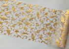 12W X 72  Metallic Bossed Gold Floral Table Runner for Holiday Event Deco