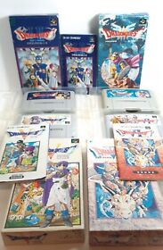 Dragon Quest 1 2 5 6 Lot 4 Super Family computer Nintendo Game  /w Box manual