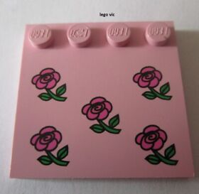 LEGO 6179px3 Belville Tile 4x4 Pink with Flowers du 5805 5808 5399 MOC -A86