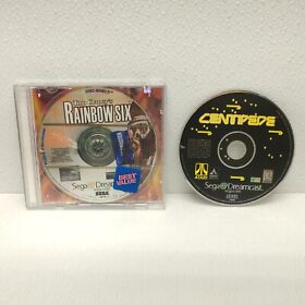 LOT OF 2 CENTIPEDE DISC ONLY & Tom Clancy's Rainbow Six W CASE Sega Dreamcast
