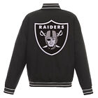 NFL Las Vegas  Raiders Poly Twill Jacket Black  With Two Patch Logos  JH Design