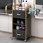 Locking Salon Storage Cabinet, Salon Rolling Trolley Cart with 3 Hair Dryer H...