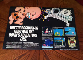 Bonk's Adventure TurboGrafx 16 video game poster ad TG16 Turbo Duo PC Engine 