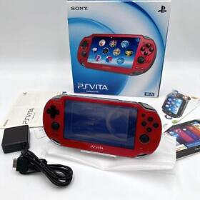 [ Near Mint ] PS Vita Cosmic Red PCH 1000 w/charger used from Japan