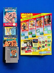 PÓSTER de Tecmo World Wrestling NES Nintendo EN CAJA COMPLETO insertos promocionales
