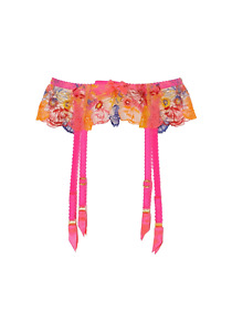 BNWT AGENT PROVOCATEUR Zuri Satin Garter Tulle Suspender Belt Floral Pink 2