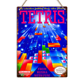 Insegna da parete in metallo TETRIS NES vintage stampa gioco retrò arcade uomo grotta regalo giocatore