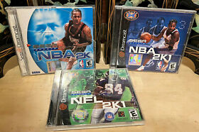 LOT/3 Sega Dreamcast Games: NBA2K, NBA2K1, NFL2K1 CIB w/manuals Tested PLS READ