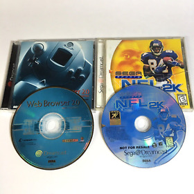 NFL 2K (Sega Dreamcast) Complete w/ Manual + Web Browser 2.0 Sega Swirl Tested