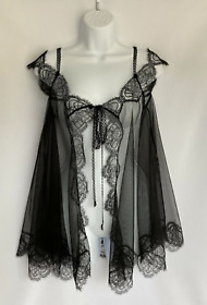 Agent Provocateur Alina Black Babydoll XS Sheer Lace with Bow Tie