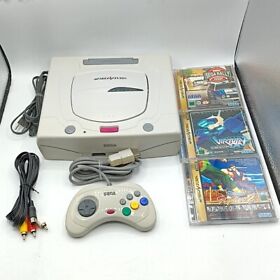 SEGA SATURN Console HST-3220 Ready to Play Set W/ 3 Games Japanese Ver
