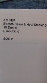 AGENT PROVOCATEUR AMBER SEAM & HEEL BLACK/**GOLD** STOCKINGS SIZE 2 MEDIUM BNIP