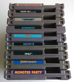 9 Nintendo NES Games - Monster Party, Gremlins 2, Ikari, Gradius, 1942 - Tested