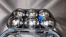 Boules Set Of 6 Silver Bocce Balls Chrome In A Green Case Heavy