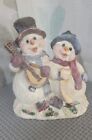 Glitter Pair Of Snowman Home Interiors & Gifts figurine. Vintage Christmas decor