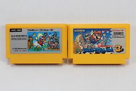 Lot 2 Super Mario Bros 1 & 3 FF Label Nintendo FC Famicom NES Japan Import F822