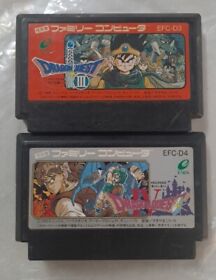 Dragon Quest 3 III & 4 IV Nintendo Famicom Cartridges Enix 1986 EFC-D4 EFC-D3