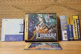 Lunar 2 Eternal Blue w/spine card map Sega Saturn SS Japan Very Good Condition!