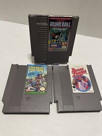 Lot Of 3 Nintendo NES Games/Cart Only-Super Glove Ball, Football & Based Loaded!