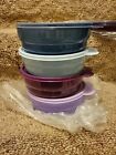 Tupperware RARE COLORS Impressions Microwave Reheatable Cereal Bowls 2C Set Of 4