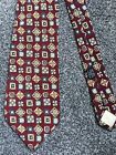 Mens burgundy red geometric made in Italy 100% silk smart tie 3.8