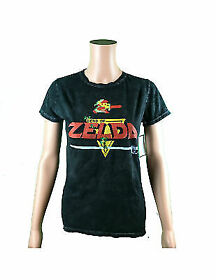 NEW Nintendo NES Legend of Zelda Logo + Link Womens Size S Graphic T-Shirt Black