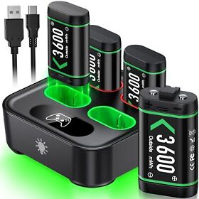 4*3600 mWh Battery Pack for Xbox Series X|S/Xbox One X|S with Xbox One Charger