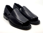J Alan Payne Mens Leather Roman Sandals, Black, Size 11, Open Toe Summer Shoes