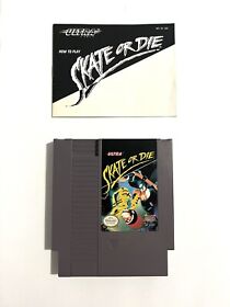 Skate or Die - 1988 NES Nintendo Entertainment System carro de juego y manual probado