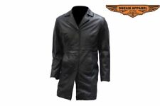 Women's Motorcycle Light Weight Long Black Leather Jacket with Multiple Pockets