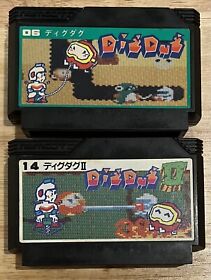 Nintendo Famicom Dig Dug 1 & 2 Japanese Cartridges Only Tested Working