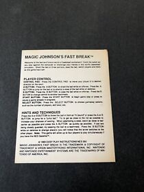 Magic Johnson Fast break Nes funco manual insert
