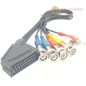 SONY PVM MONITOR 4 x BNC 2 x PHONO INPUT TO RGB SCART ADAPTER BREAKOUT CABLE