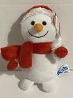 Christmas Snowman Plush In Red Santa Hat Mittens Scarf Stuffed Animal Toy 7”