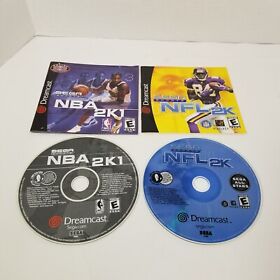 NFL 2K And NBA 2K1 MANUAL & DISKS ONLY. Sega Dreamcast