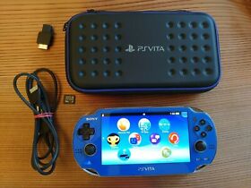 PS Vita PCH-1000 ZA04 OLED Sapphire Blue Console + 8GB memory ,USB cable, pouch