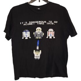 Camiseta Crossover Star Wars + Link NES "It's Dangerous To Go Alone" | Negra: L