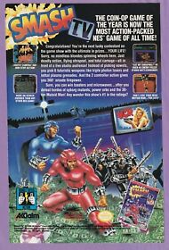 Vtg Print Ad Smash TV Nintendo Nes VCR Acclaim 1990 Action Spiked Bats Robots 