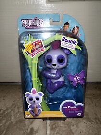 NEW Fingerlings "Beanie" Purple Glitter Panda By Wow Wee w/ Some Package Damage
